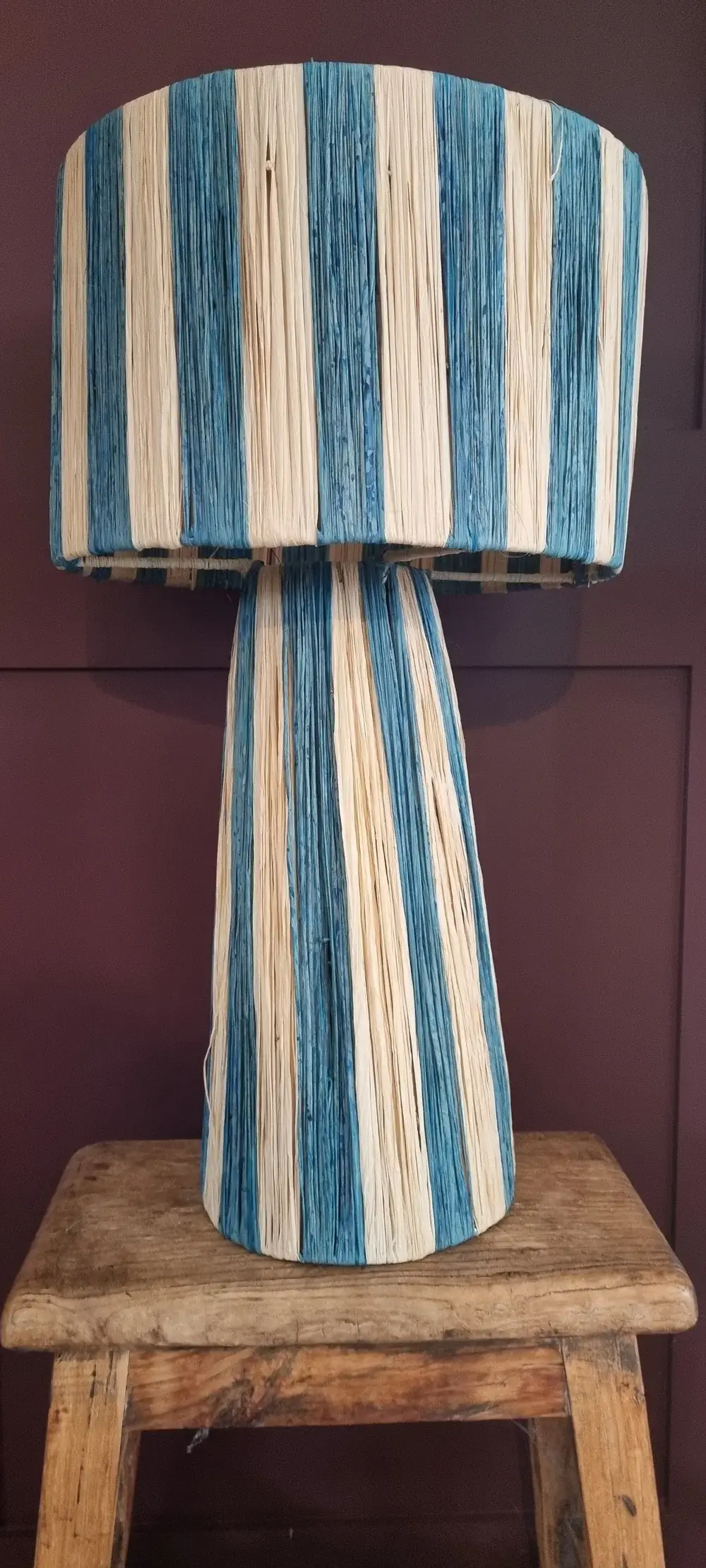 High crafty - Wholesale Accent/Desk Lamp - Handmade Moroccan Raffia Striped Lamp – Natural Fiber Table 1