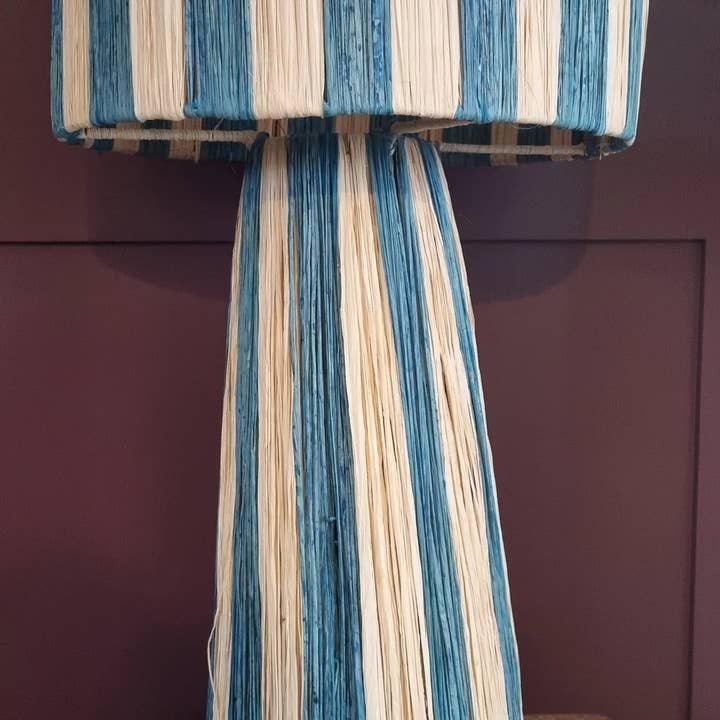 High crafty - Wholesale Accent/Desk Lamp - Handmade Moroccan Raffia Striped Lamp – Natural Fiber Table 1