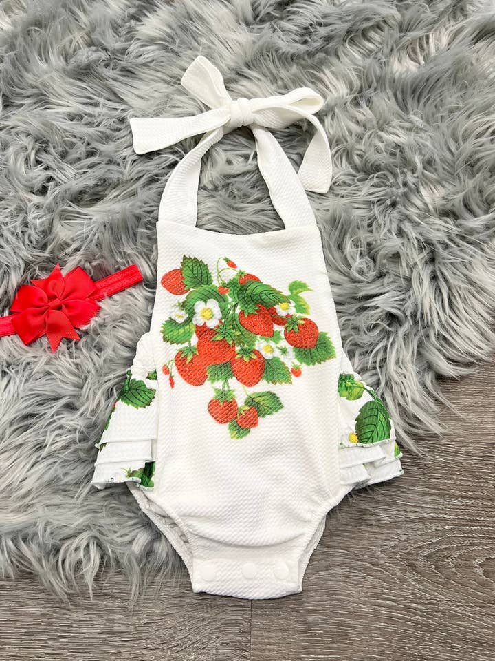 Strawberry Patch bodysuit for engroshandel hos Two Cute Boutique LLC