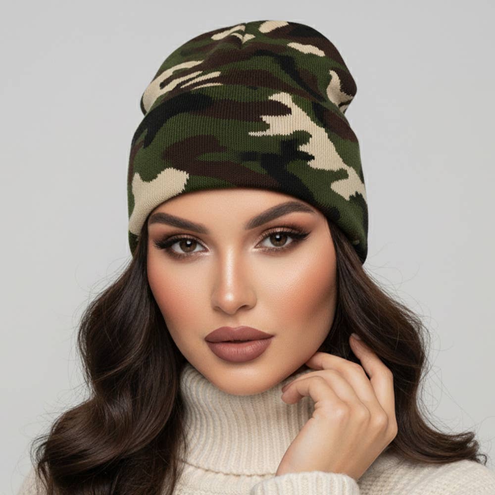 Sensibling Corp. - Venta al por mayor Gorro de lana - Mujer - 12PCS - Gorros de Invierno con Estampado de Camuflaje4