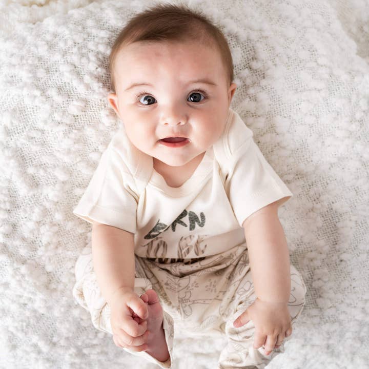 graphic organic bodysuit | born to be wild for wholesale by Finn + Emma