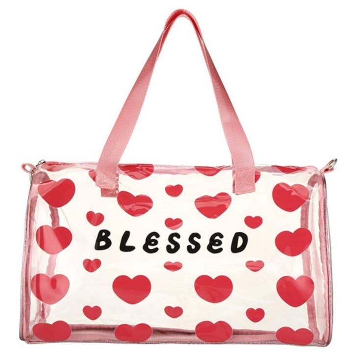 HEARTS BLESSED CLEAR TOTE CROSSBODY BAG for wholesale by Paperdoll