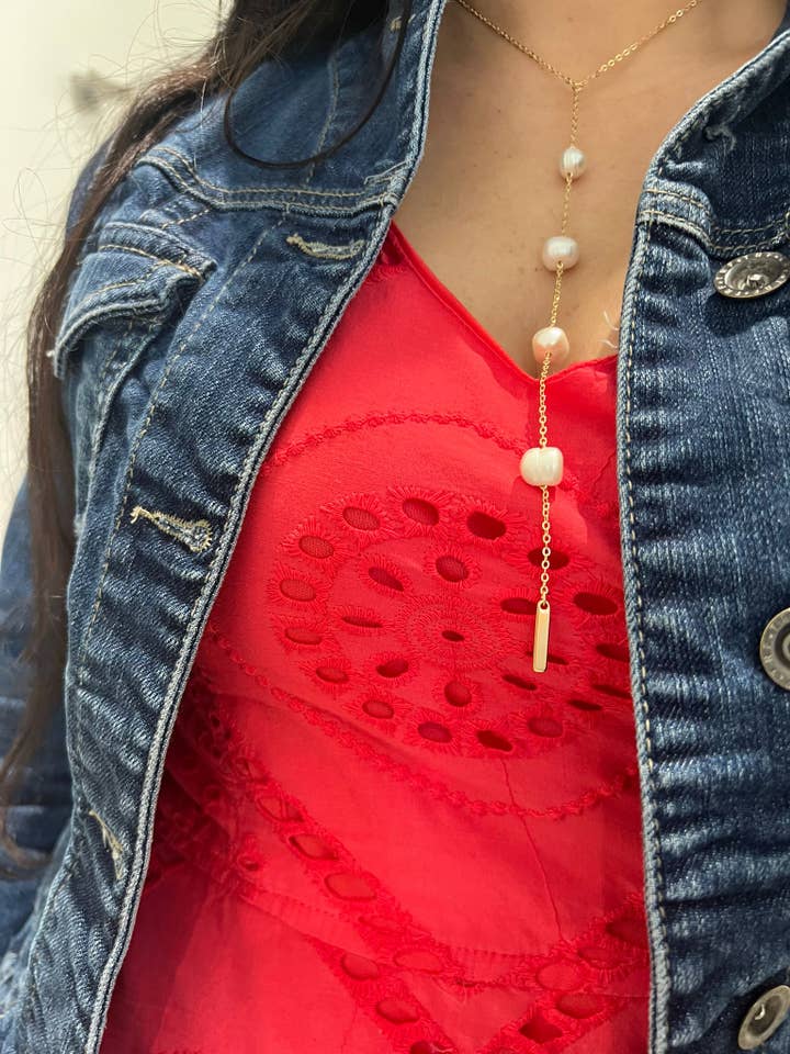Lariat ketting met zoetwaterparels voor wholesale door By Jessi Jewelry