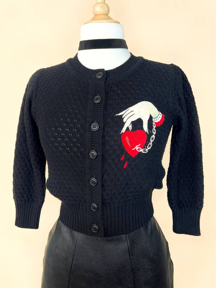 Captive Heart Plus size Cropped Cardigan in Black for wholesale by Mischief Made