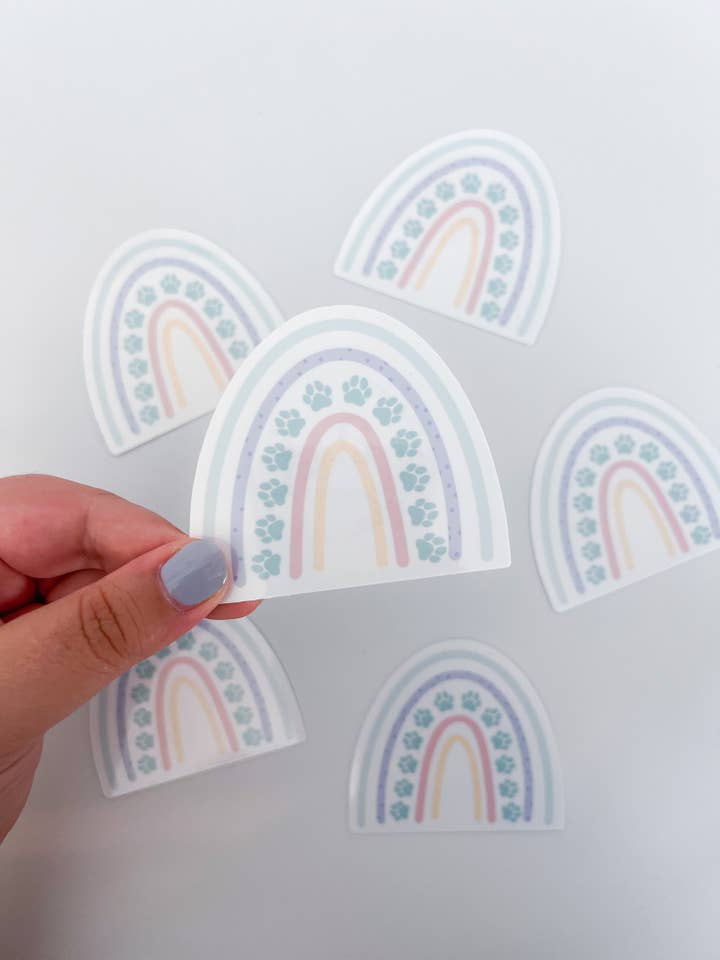 Pastel Paw Rainbow Sticker for wholesale by A&F Bonetique