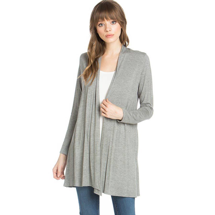 Azules Clothing - Venta al por mayor Cárdigan - Mujer - Cárdigan drapeado de manga larga con parte delantera abierta14