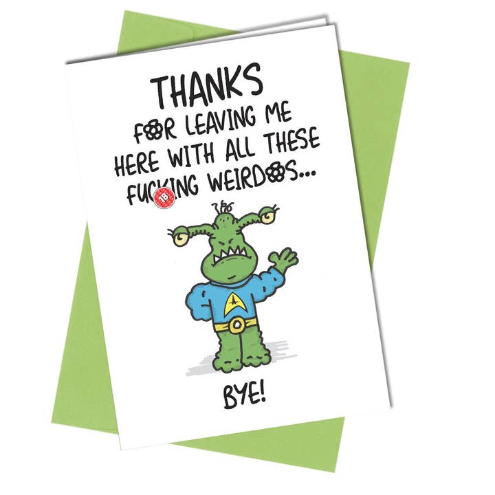 #652 Thanks For Leaving for wholesale by Close to the Bone Greeting Cards and Gifts