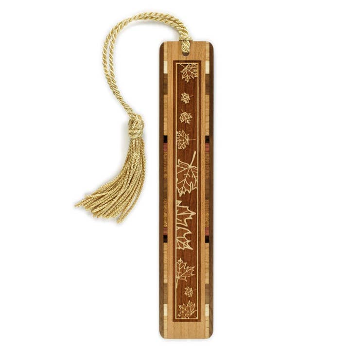 Maple Leaves Engraved Wooden Bookmark for wholesale by Mitercraft