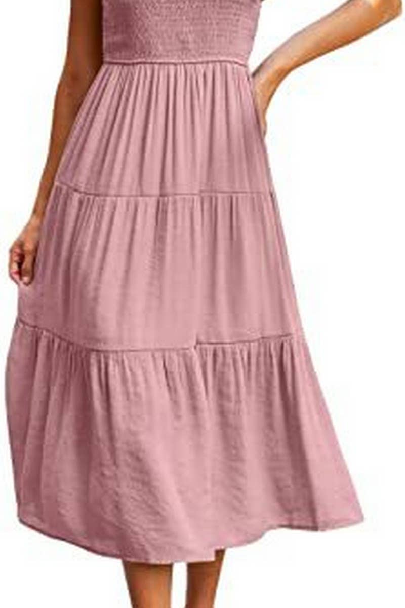 NINEXIS - Wholesale Dress - Women's - CWDMD2568_FLYING SLEEVE SHIRRED LAYERED SHORT SLEEVE DRESS3