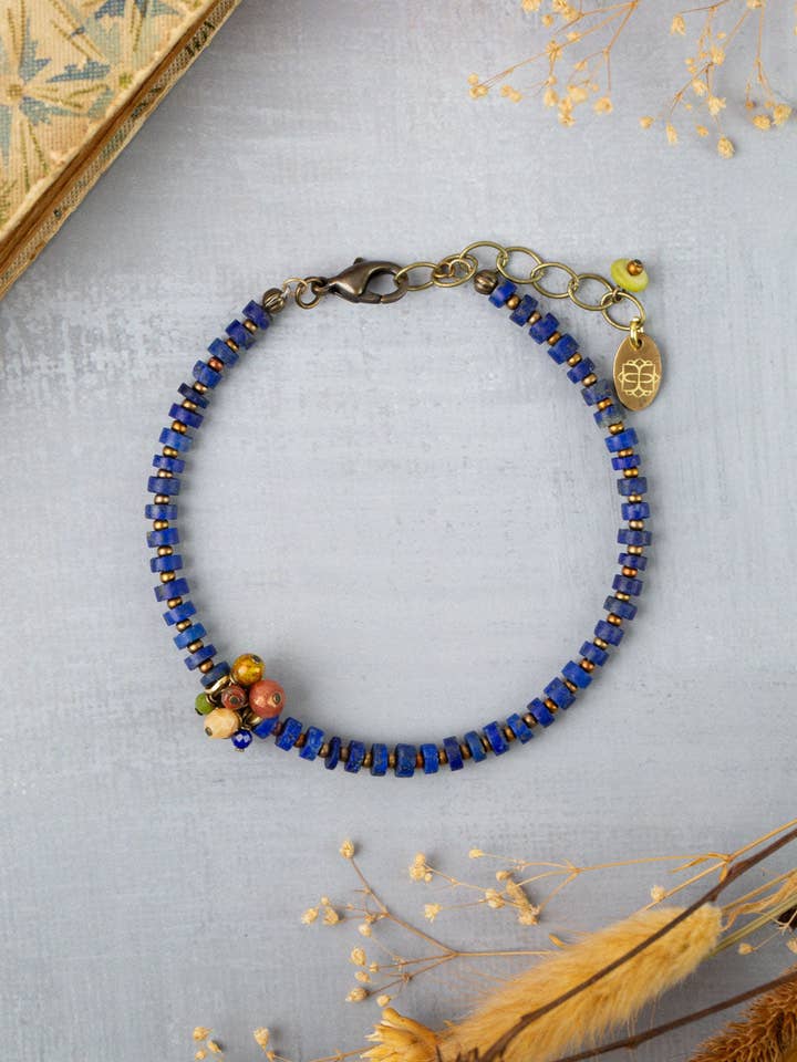 Azulejo 7.5-8.5" Vidro Checo, Pulseiras Simples de Lápis-Lazúli por atacado de Anne Vaughan Designs Jewelry