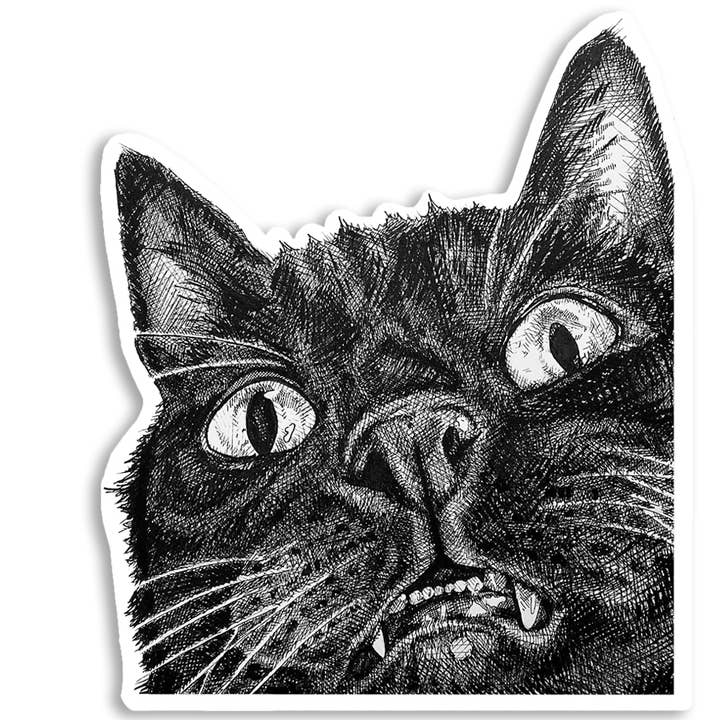 Poppy (Black Cat) Sticker for wholesale by One Lane Studios