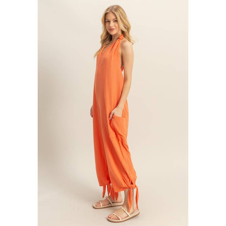HYFVE - Wholesale Jumpsuit - Women's - HF25C835-Halter Neck Double Gauze Jumpsuit