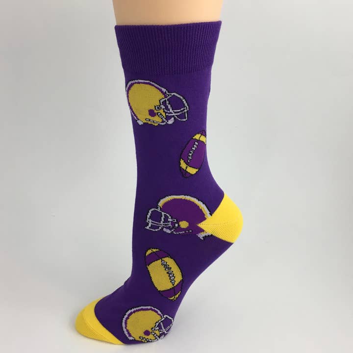 Football/helmet socks Purple and Gold for wholesale by SongLily