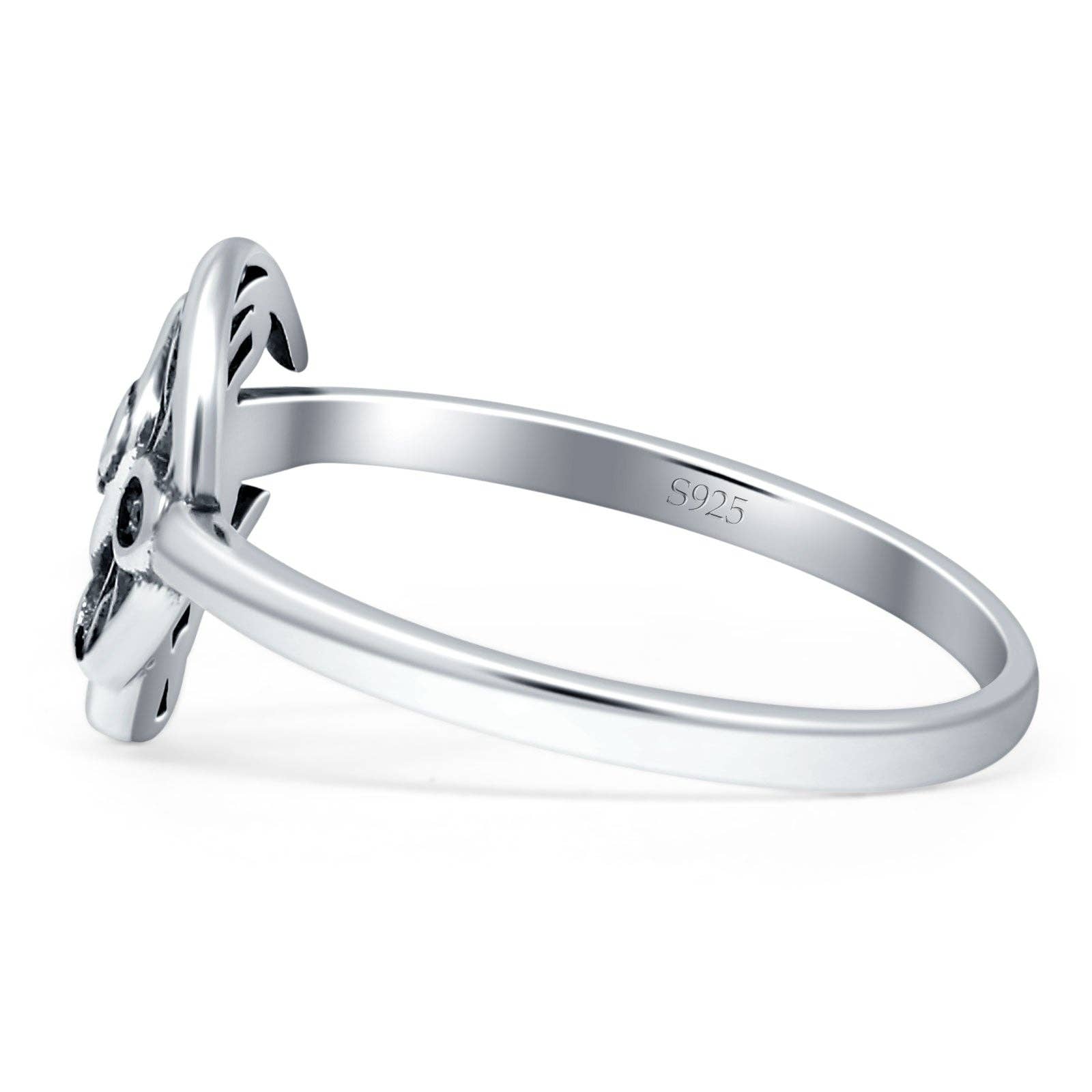 Sterling zilver Geoxideerde Keltische Raaf Halve Maan Ring voor groothandel op Faire1