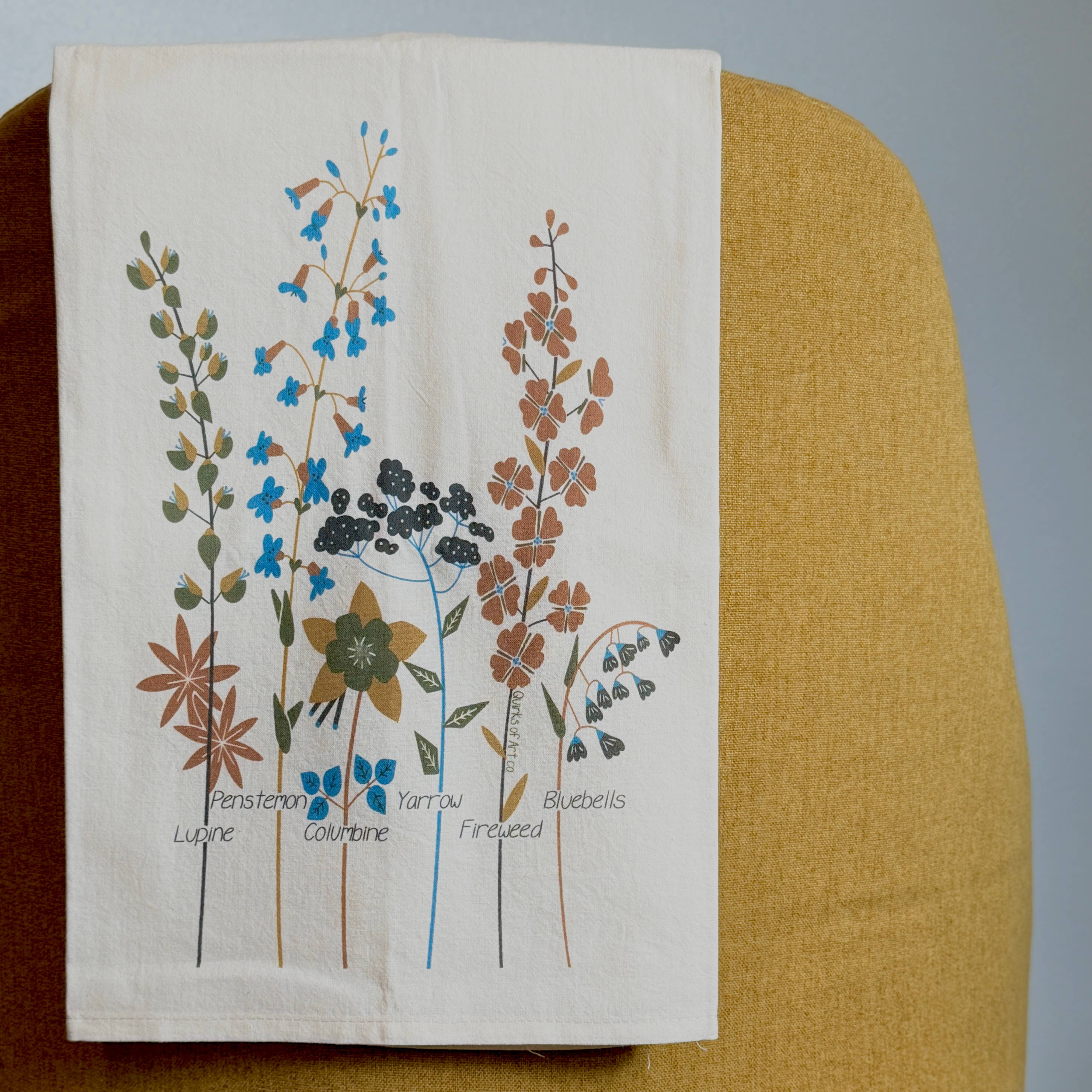 Quirks of Art co. - Wholesale Tea Towel - Flour Sack Tea Towel | Wildflowers | Seed Packet0