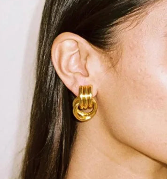 HoopLa - Wholesale Hoop Earrings - Double Knotted- Door Knocker- Two Tone Earring11