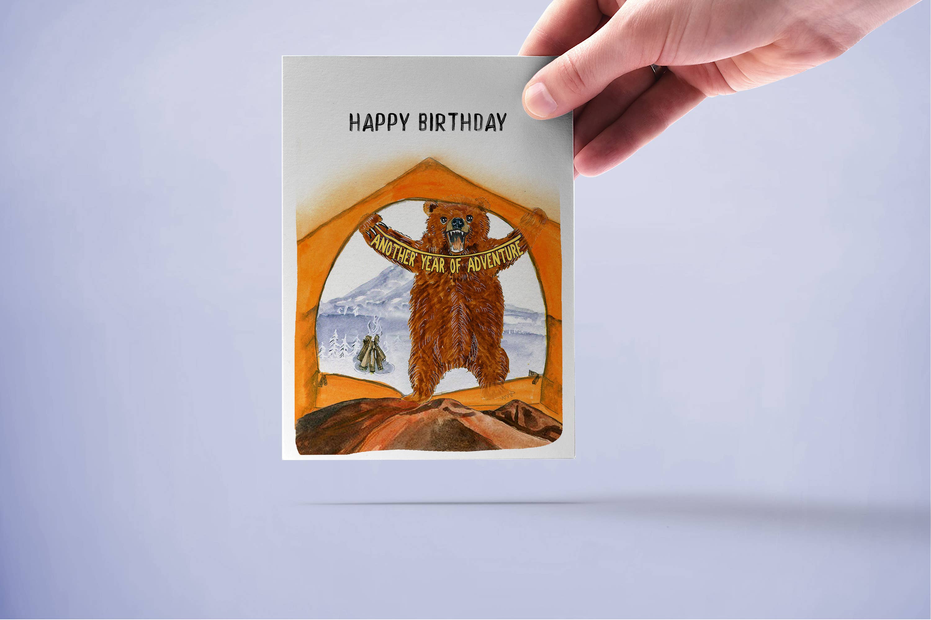 Liyana Studio - Wholesale Birthday Card - Camping Tent Bear - Funny Birthday Card3