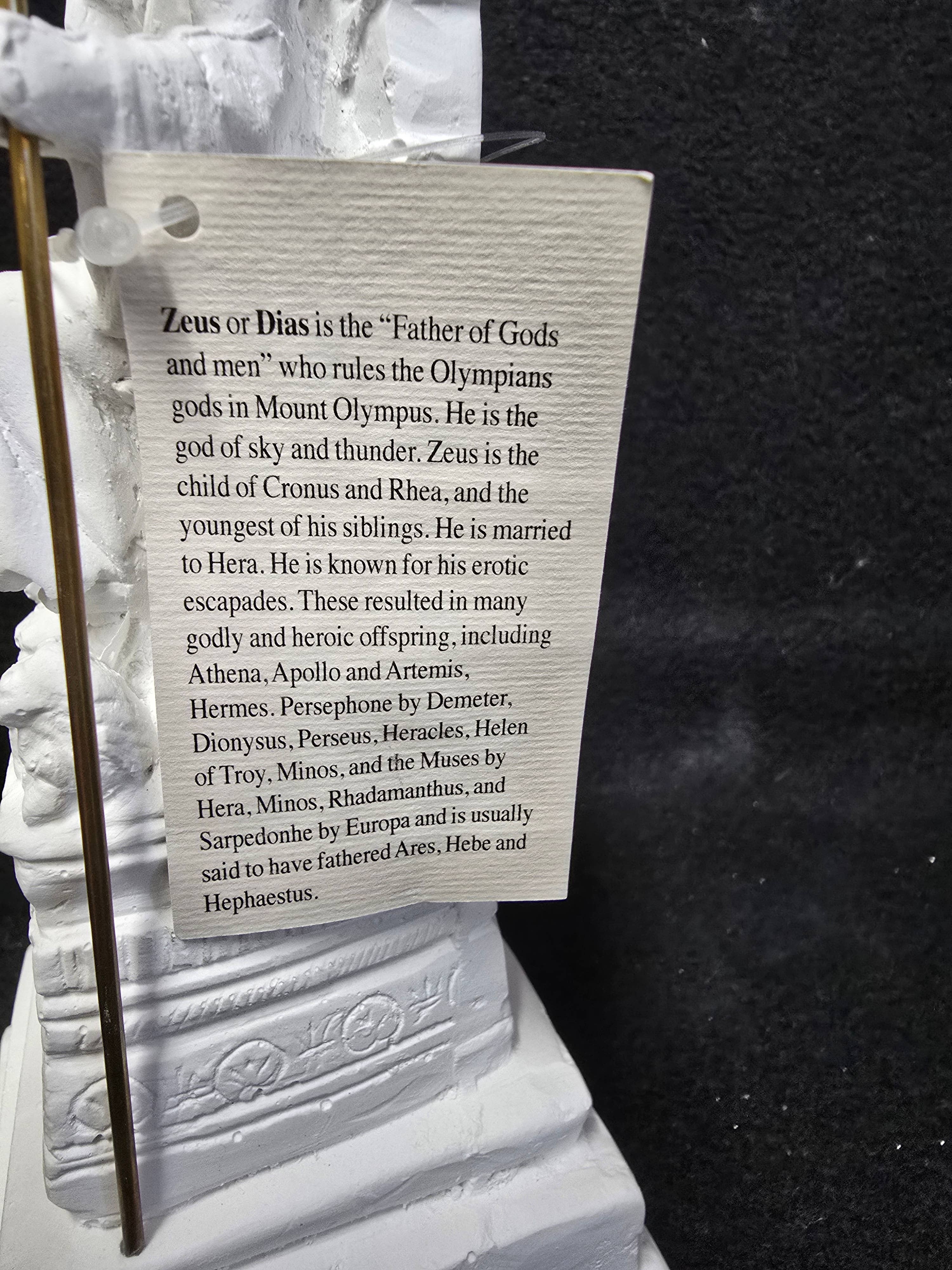 2 Greeks Inc - Wholesale Sculpture - Zeus Alabaster Statue – Seated on Throne with Metal Spear3