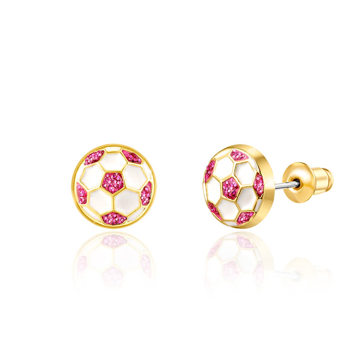 Girl Nation - Wholesale Earrings - Kids - Glitter Soccer Ball | Cutie Stud Earrings for Kids1