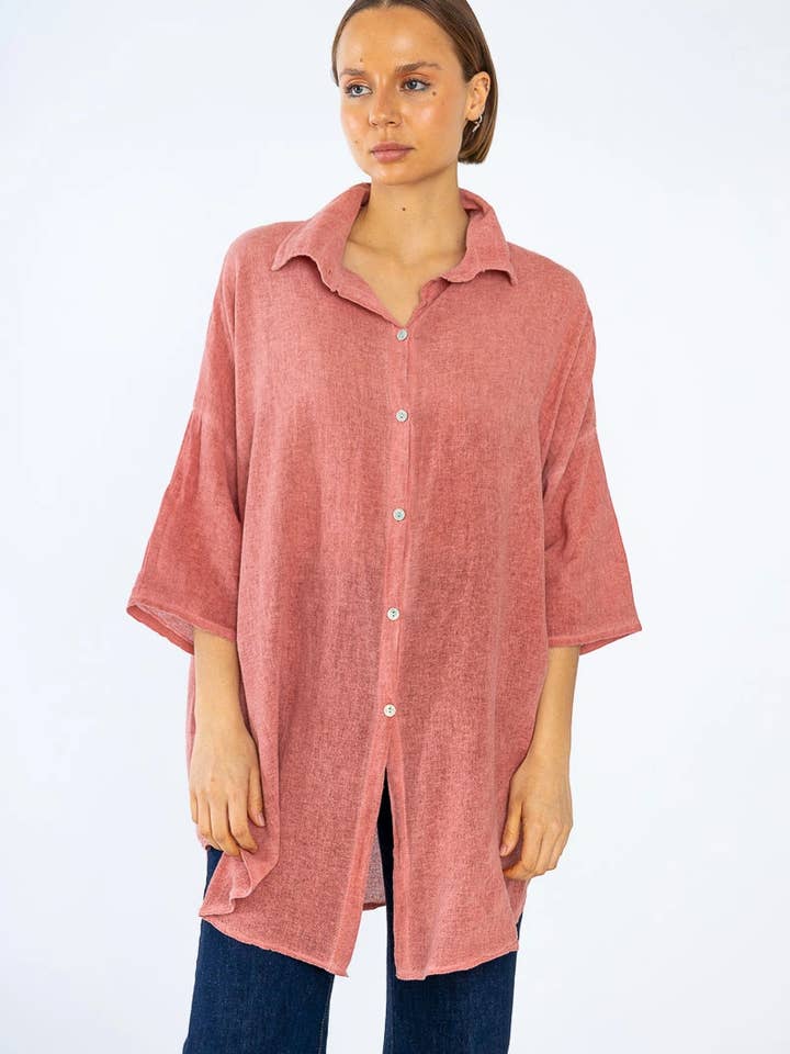 Long cotton canvas shirt @8535_ChLCoton for wholesale by Mimi & Gogo