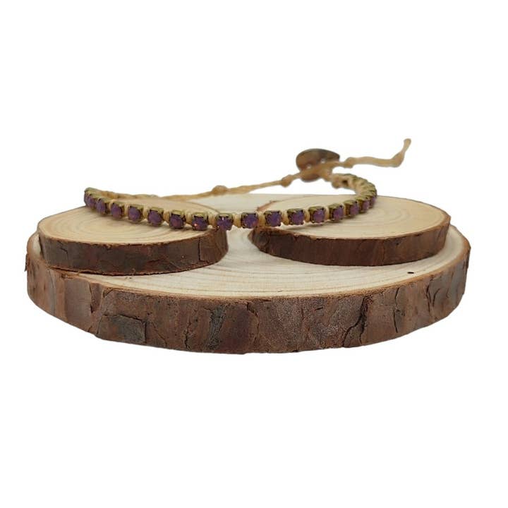 Petits bracelets à chaîne en cristal - Opale améthyste pour la vente par QUÉ MÁS JEWELS