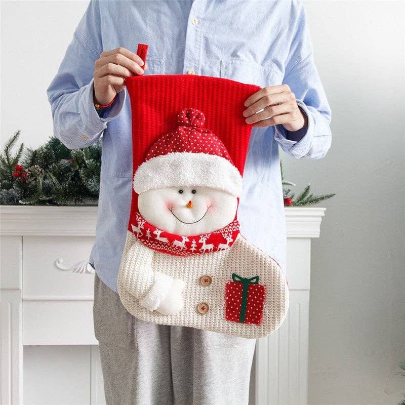 ShieldChic – wholesale Holiday Stocking – Red And White Knitted Christmas Stocking Old Man Snowman Dress Up Candy Bag Gift Bag4