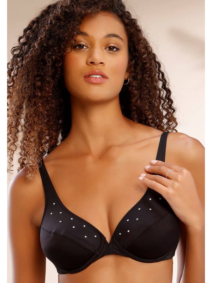 Black LASCANA Women's Rhinestone Embellished Multiway Unlined Bra for wholesale on Faire