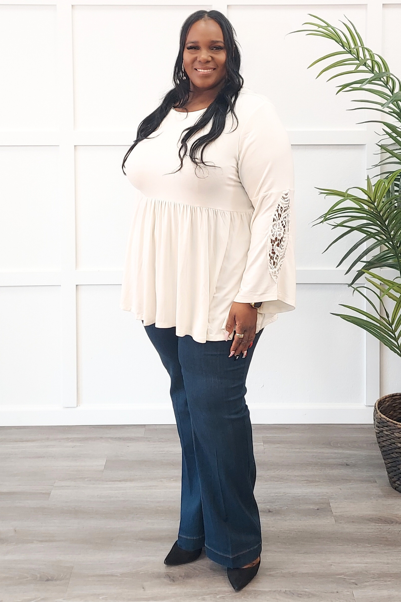 Nikki and Alex - Wholesale Tunic - Women's - PLUS SIZE Ava Crochet Bell Sleeve Tunic1