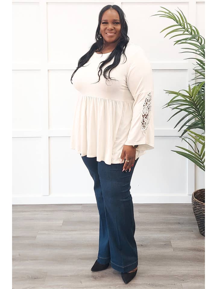 Nikki and Alex - Wholesale Tunic - Women's - PLUS SIZE Ava Crochet Bell Sleeve Tunic1