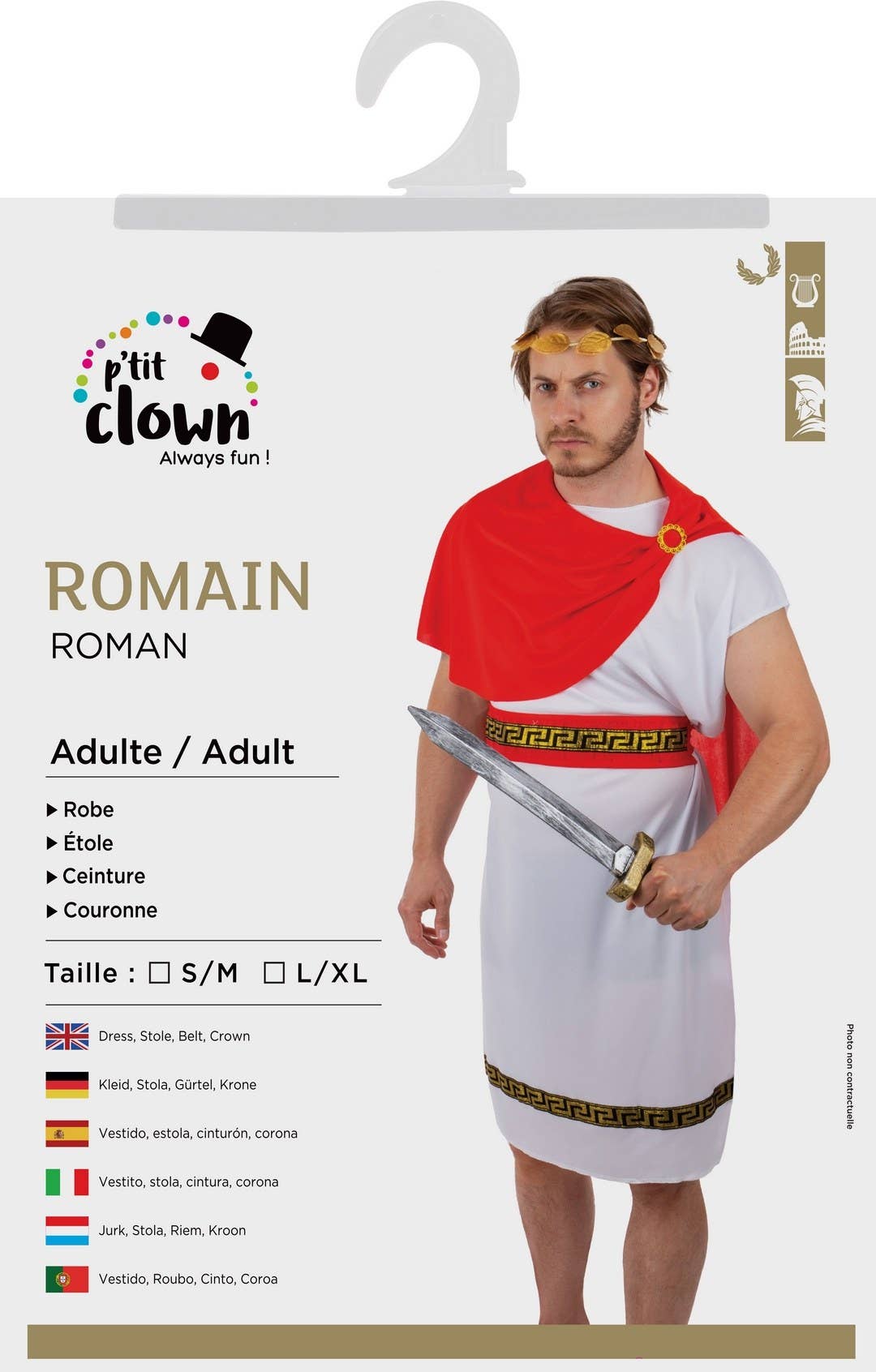 P'tit Clown - Wholesale Costume - Men's - Roman Costume - Adult - L/XL