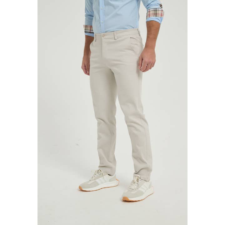 Pantalon chino stretch - Gris perle pour la vente par Yves Enzo