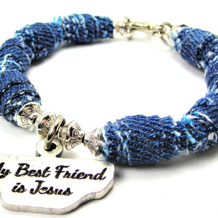 My Best Friend Is Jesus Jean Beaded Toggle Bracelet Religion for wholesale by Chubby Chico Charms