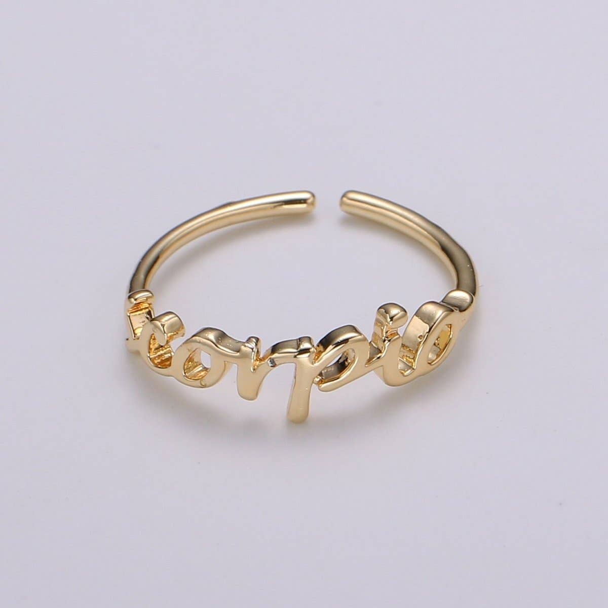 Aim Eternal - Wholesale Band/Stacked Ring - Gold Zodiac Ring Words Gold Ring, Astrology Horoscope Ring Birthday Personalized Gift Open Adjustable Ring for Stacking Ring Midi Ring R-422-R-43313