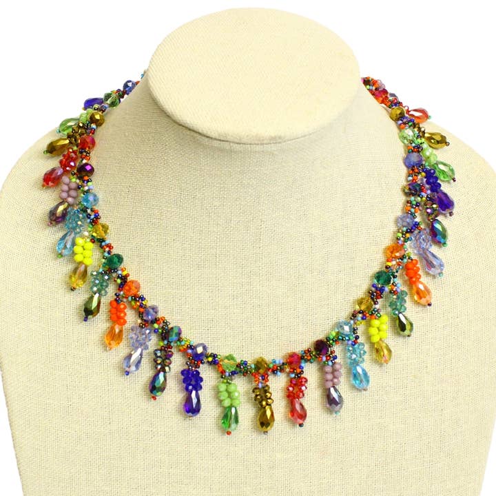 Candela Multicolored  Crystals and Glass Necklace Magnetic for wholesale by Sanyork Fair Trade