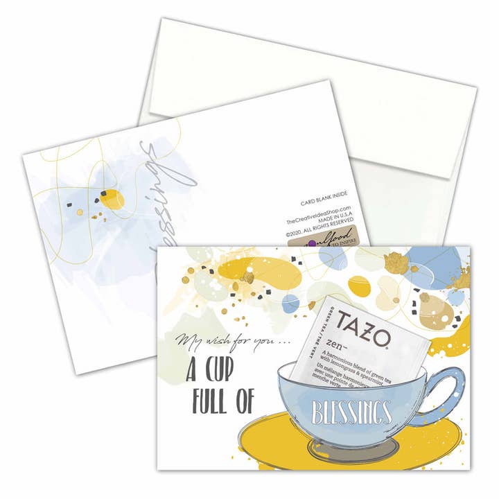 TEA GREETING Card with REAL TEA BAG - Cup Of Blessings for wholesale by The Creative Idea Shop