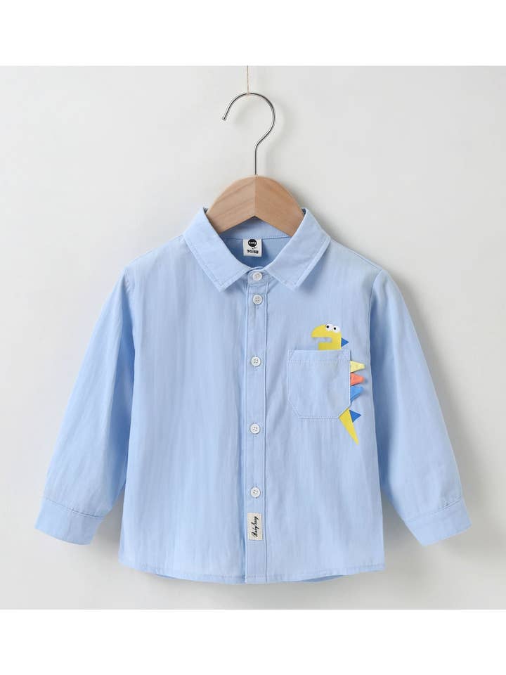blue 2-6Y Toddler Boys Dinosaur Shirt Wholesale Boys Boutique Clothing for wholesale on Faire