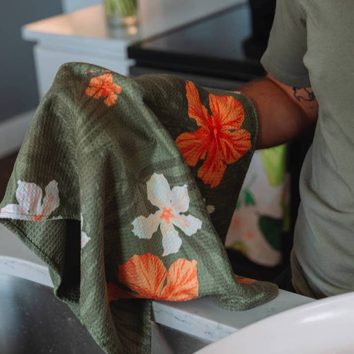 RHB HAWAII - Wholesale Tea Towel - Hawaiian Army Green Tea Towel5