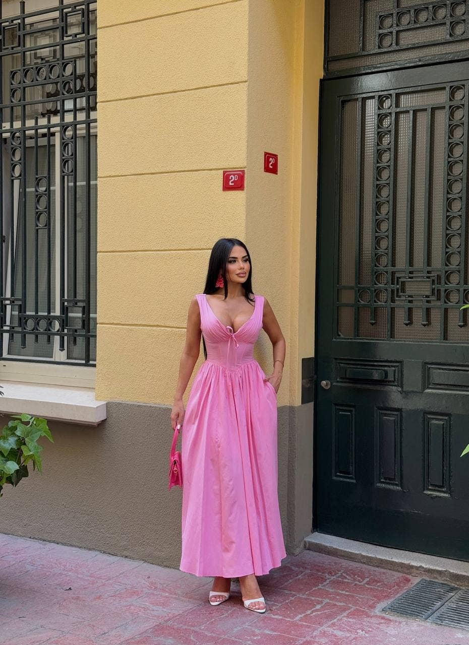 Standpoint Top – Vestido - Mulher por atacado – Vestido Riviera Maxi – Corpete – Laço Frontal – 120145