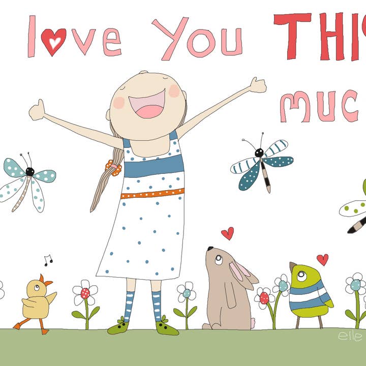 Jag älskar dig SÅ här mycket Vykort för wholesale av Elle Bee Art Studio