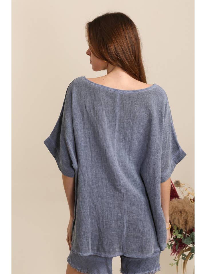 LÉA & LUC - Wholesale Tunic - Women's - Blouse in 50% linen and 50% cotton REF. 46499