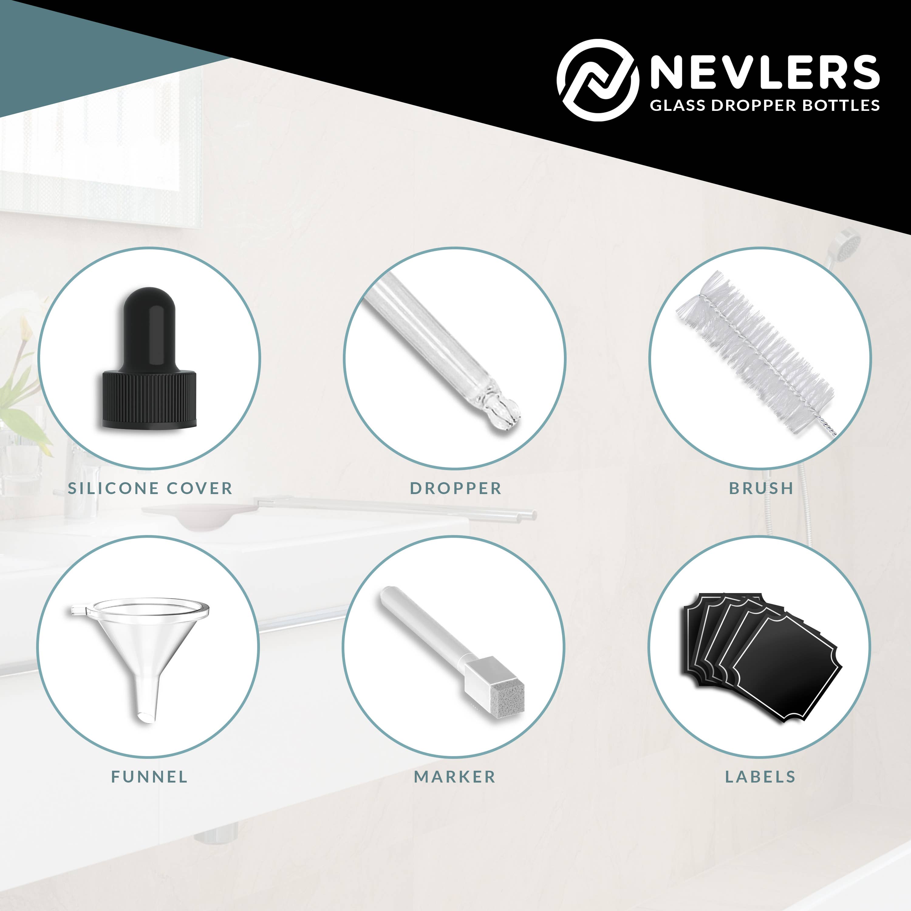 Nevlers - Vente Flacon de voyage - Flacons compte-gouttes en verre bleu cobalt - 120 ml (lot de 24)7