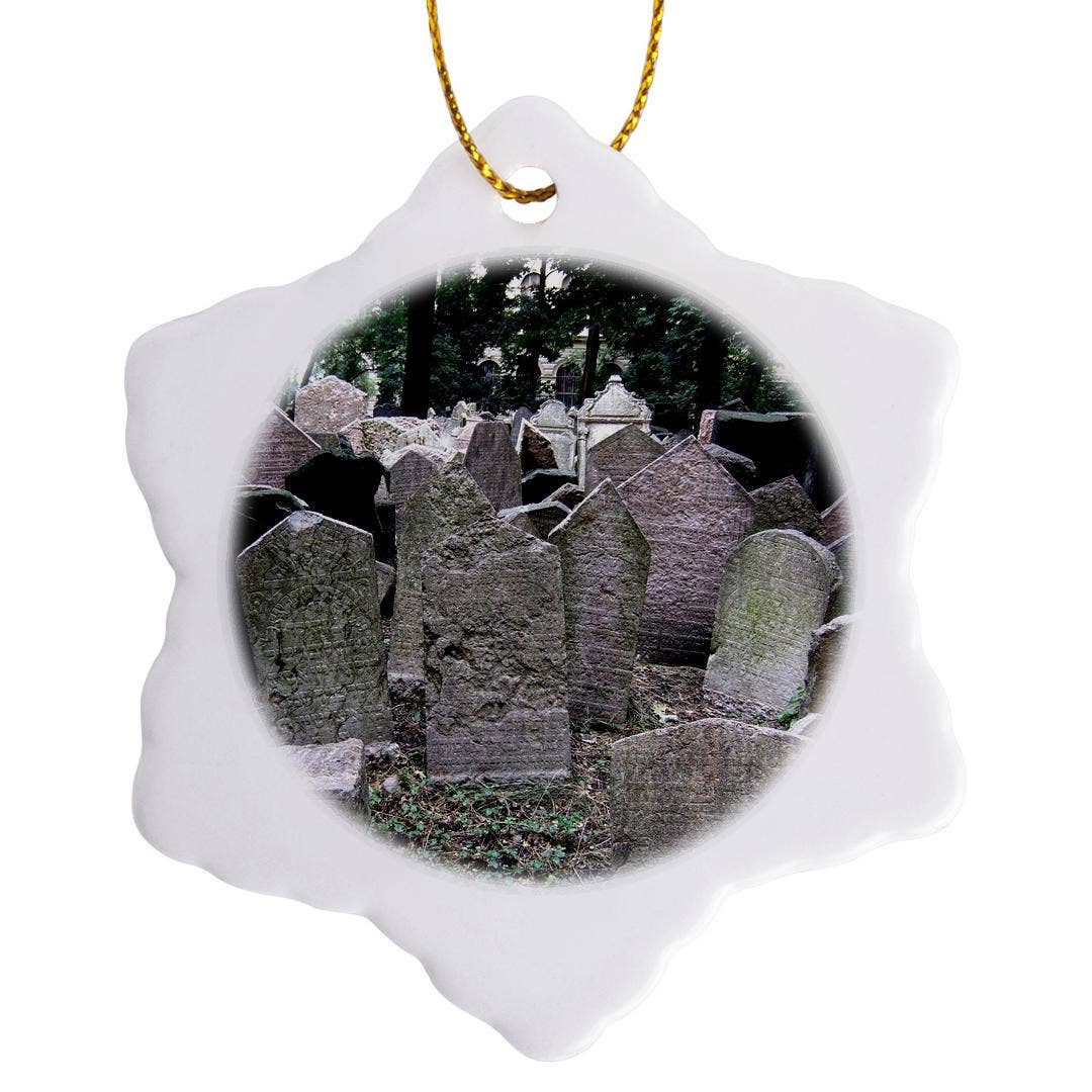 3dRose - Wholesale Ornament - 3dRose, Gray headstones in cemetery in Prague - grey graveyard grave stones - creepy spooky gothic halloween, Ornament7