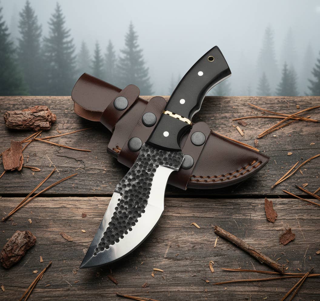 Deer Edge - Wholesale Pocket Knife/Holder - Handmade Damascus Steel Bushcraft Knife Perfect for Outdoor