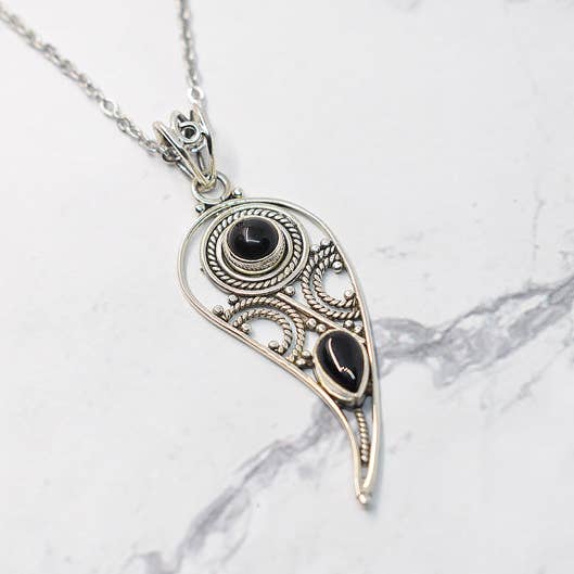 925 sterling silver onyx pendant necklace, jewelry for women for wholesale by JorieJewelry