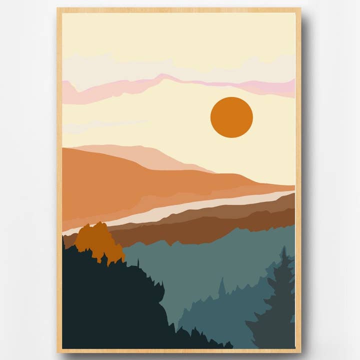 Columbia River Gorge | Washington and Oregon Graphic Art Print for wholesale by Wild Life Design Co.