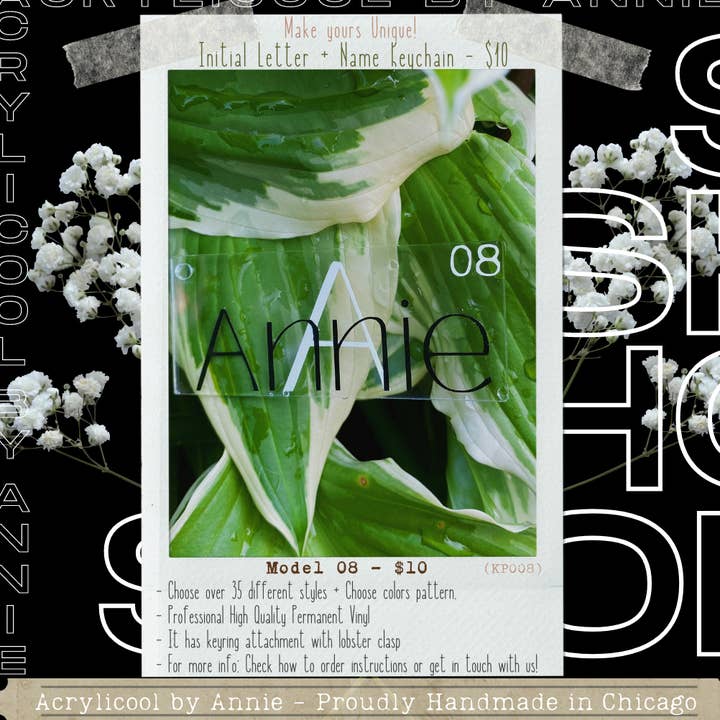 Model 08 Initial Letter + Name Keychain for wholesale by Acrylicool by Annie