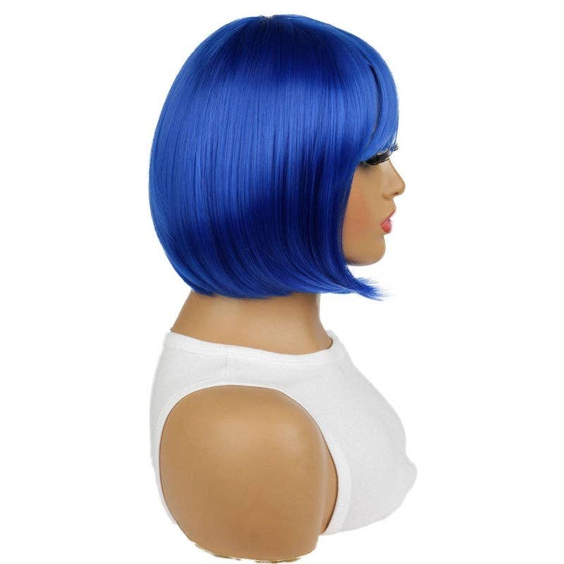 NAVY BLUE Short Bob Wig With Bangs - Hairpiece For Women for wholesale on Faire3