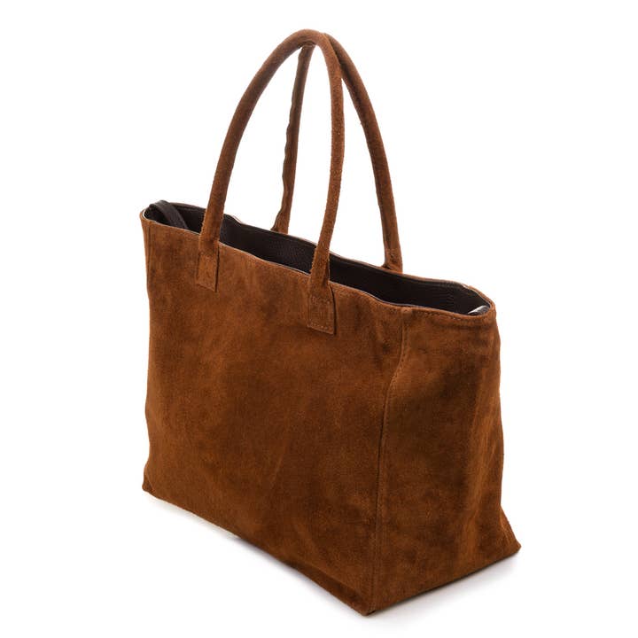 FIRENZE ARTEGIANI – Sacola - Mulher por atacado – Bolsa Shopper Feminina Annagrazia em Couro Camurça Legítimo30