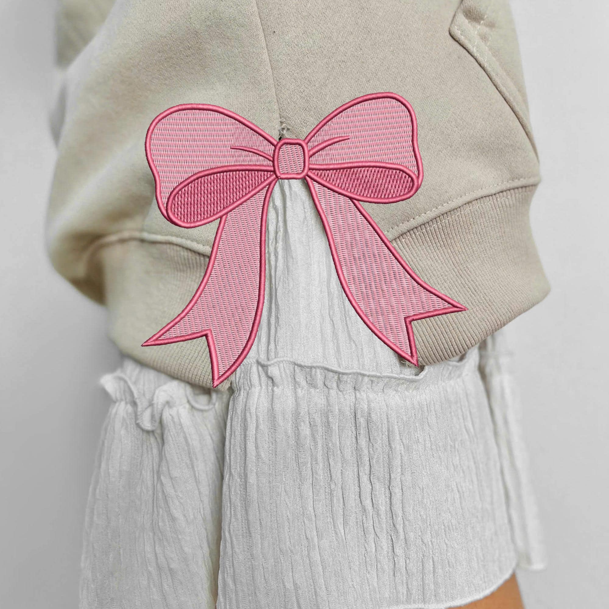 NVC Ecommerce LLC – wholesale Graphic sweatshirt – Women’s – Retro Pink Coquette Lover Embroidered Side Bow Sweatshirt0