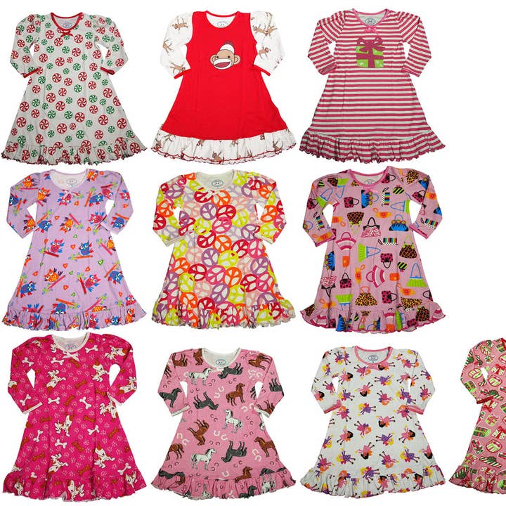 Sara's Prints Toddler Girls Long Sleeve Gown Holiday Ruffle for wholesale by Eastern Off Price